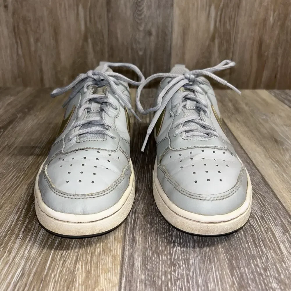 Nike Court Borough Low 2 BQ5448-013 Youth US Size 6Y Gray Gold Sneaker Shoes